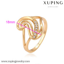 13466 Xuping moda jóias China atacado 18 k projetos anel de ouro anéis de vidro de luxo charme jóias para as mulheres